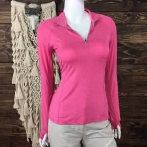 Reebok | Quarter Zip‎ Workout Jacket Marl Pink Logo